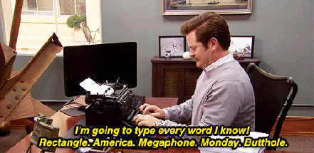 Parks and Rec - Ron writing.gif